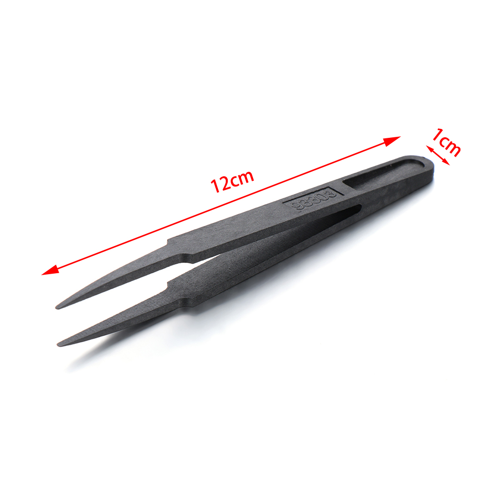 Black Plastic Eyebrow Tweezers Eyelashes Extensions Anti Static Precision Tweezers With Fine Tip Professional Manicure Nail Tool