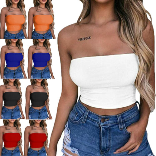 Women Sexy Casual Tank Top Sleeveless Summer Crop Tube Tops T Shirt Cami Tops