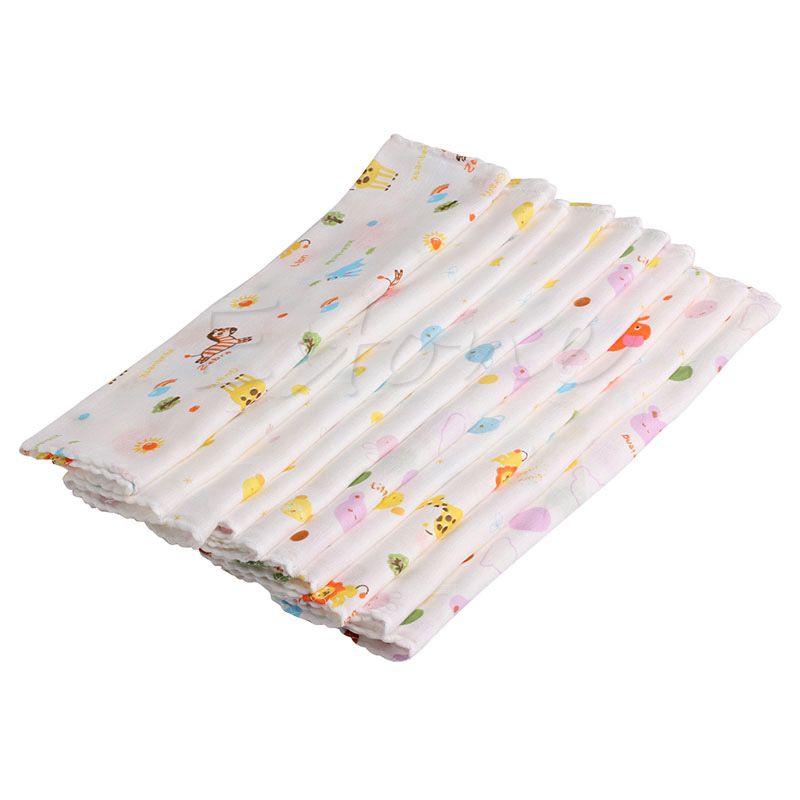 10 PCS Newborn Diaper Nursery Square 100% Cotton Bath Wash Baby Handkerchief Towels