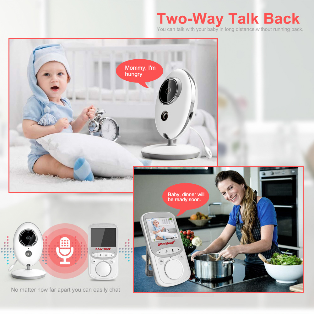 Wireless LCD Audio Video Baby Monitor VB605 Radio Nany Music Intercom IR 24h Portable Baby Camera Baby Walkie Talkie Baby sitter