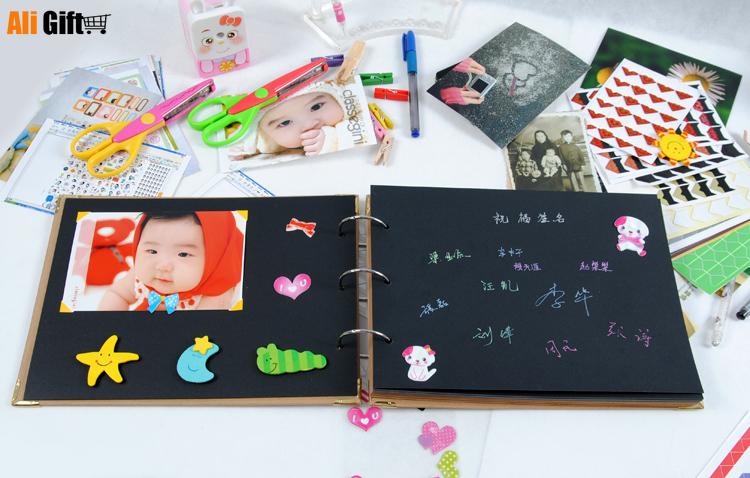 Hot Selling Creative Black Card DIY Photo Album A4 Size 10 Inner Pages Photo Album Birthday Gifts Family Memory Scrapbook Album
