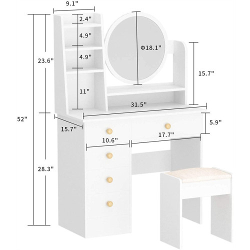 Supply Vanity Set with Round Mirror Vanity Dressing Table with High Quality