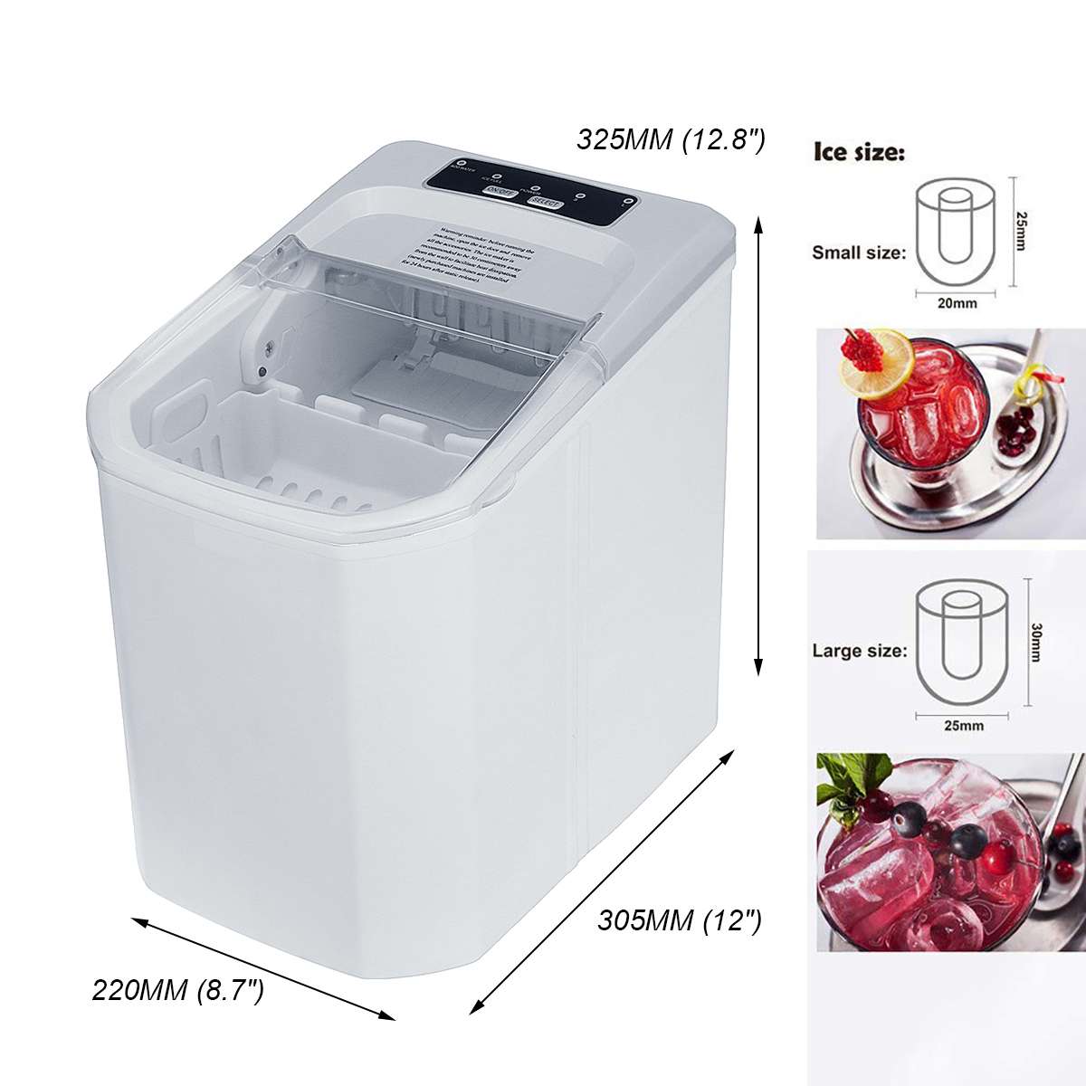 15KG Commercial/Household Ice Maker Milk Tea Shop/Cafe/Cold Drink Shop Ice Cube Machine Stainless Steel Ice Cube Making Machine