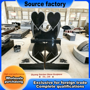 Carved Black Granite Family Headstones