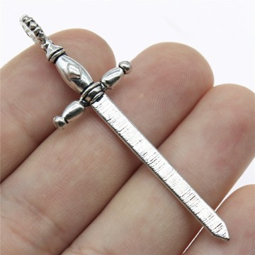 10pcs Fencing Sword Charms Pendant DIY Jewelry Findings Antique Silver Color Tone 2.3x0.8 Inch (59x19mm)