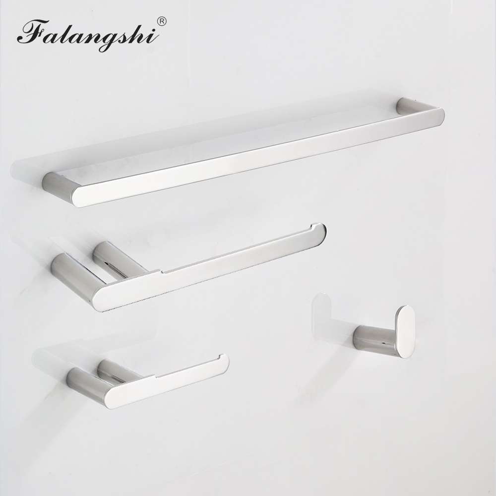 Mirror Plated Bath Hardware Sets 304 Stainless Steel Wall Hooks Toilet Paper Holder Towel Bar Rail Bathroom Accessories WB8860