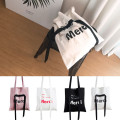 YILE 4 Color Cotton Canvas Eco Shopping Tote Shoulder Bag Print Letters Ribbon 517-3