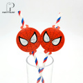 Party Supplies 12pcs Super Hero Theme Straws Party Decoration Biodegradable Paper Straw Tube Eco Friendly