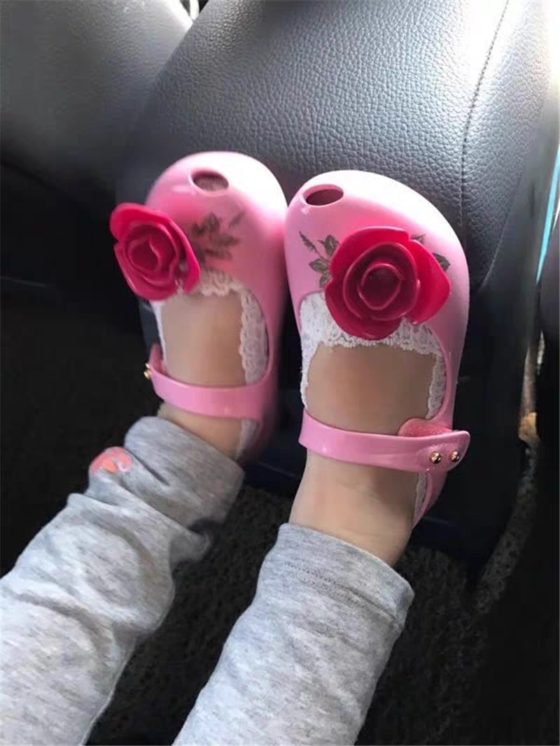 Mini Melissa Lovely Flower Girl Jelly Shoes Beach Sandals 2020 New Baby Shoes Melissa Sandals Kids Non-slip Princess