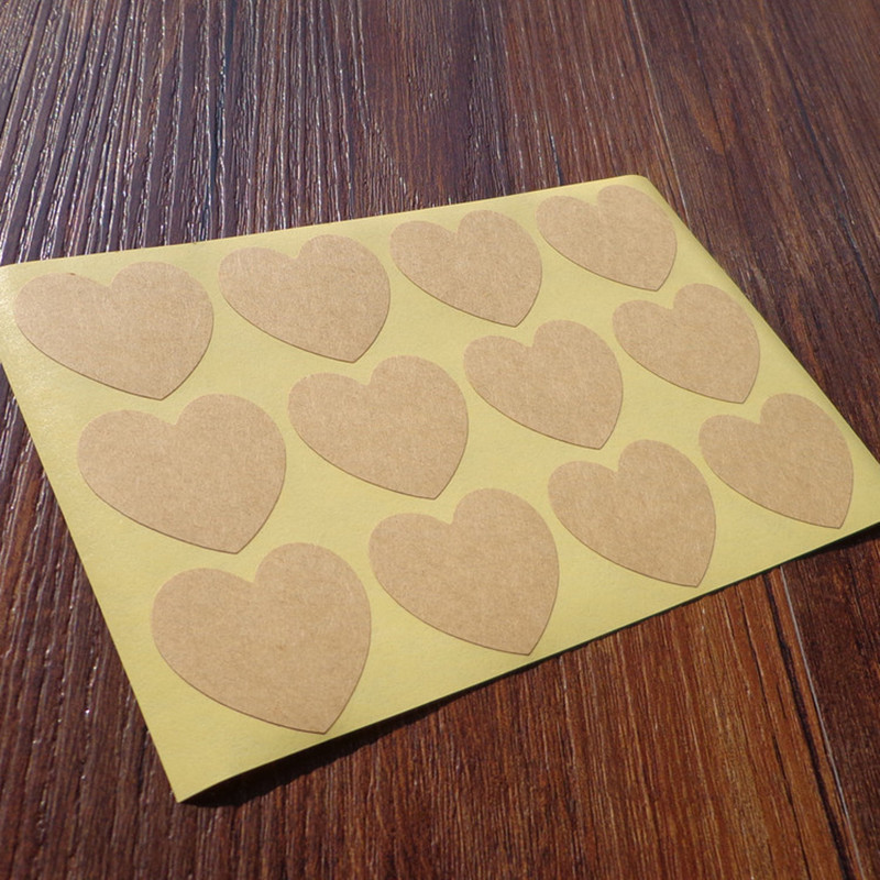 108pcs/lot Heart Shaped Blank Kraft Paper Stickers Seal Labels Gift Lables Stickers Gift Wrapping DIY Wedding Party Decoration