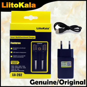Liitokala Lii-202 18650 charger 1.2V 3.7V 3.2V 3.85V AA 26650 26500 18350 16340 NiMH lithium -cigarette battery charger+5V 1A