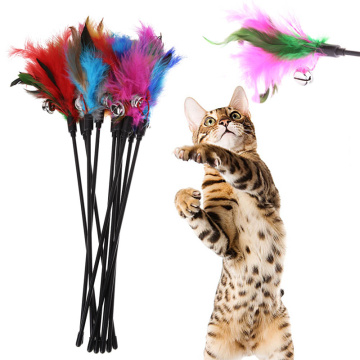 Cat Toys Retractable Environmentally Friendly Exercise ABS 5pcs/lot Hot Sale Short Shot Pet Products Feather With Bell 5pcs