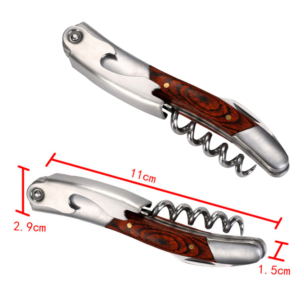 Laguiole style Wine Opener Stainless steel Corkscrew Waiters Bottle Can Openers Red Wood Christmas Kitchen Accessories Tools