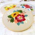Embroidery Flowers Materials Package DIY Embroidery Kit For Beginners Bamboo Hoop Handmade Cross Stitch Sewing Supplies broderie
