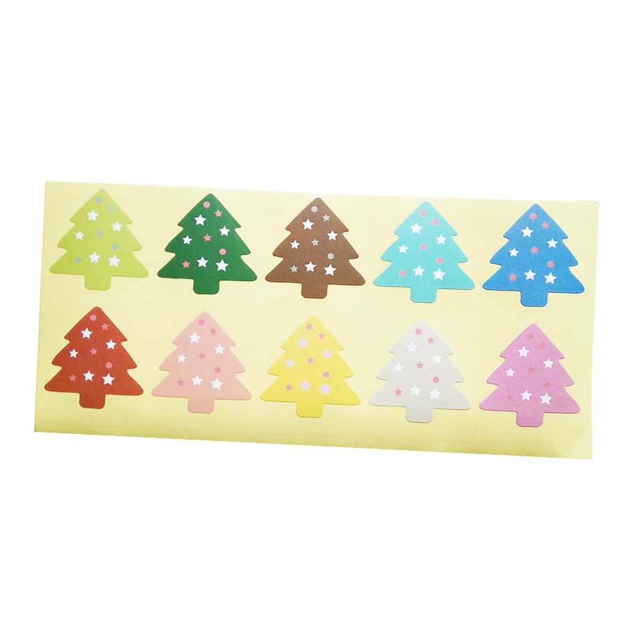 100Pcs/lot Colourful Christmas Star Tree Sealing Sticker DIY Gifts Baking Decoration Packaging Label