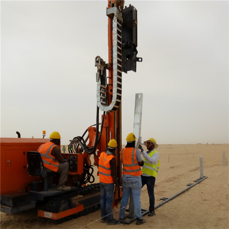 Crawler-mounted solar sliding carbon fiber pile driver