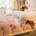 200x230cm/220x240cm Double Side Fleece Duvet Cover Winter Super Warm Mesh Grid Plush Quilt Comforter Cover Cartoon Print Blanket