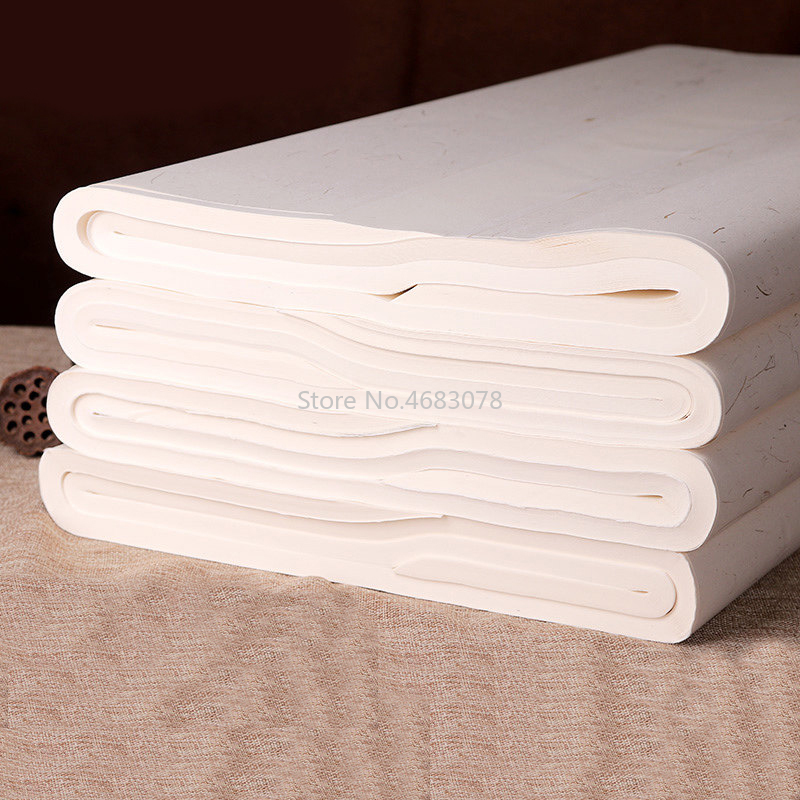 100 Sheets Traditional Xuan Paper Chinese semi-raw rice paper Painting Calligraphy Supplies