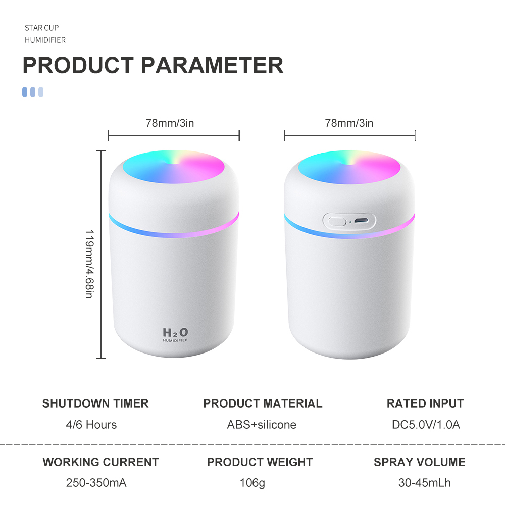 Portable Humidifier USB Ultrasonic Dazzle Cup Aroma Diffuser Cool Mist Maker Air Humidifier Purifier With Romantic Light