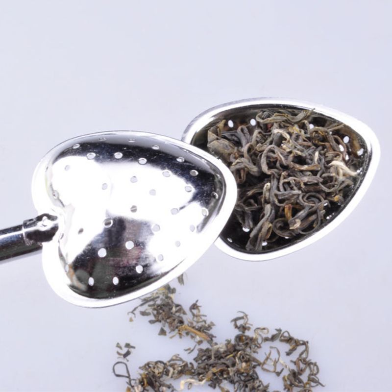 Heart Shape Stainless Steel reusable Loose Leaf Tea Infuser Spoon Strainer Filter Herbal Spice with Long Handle