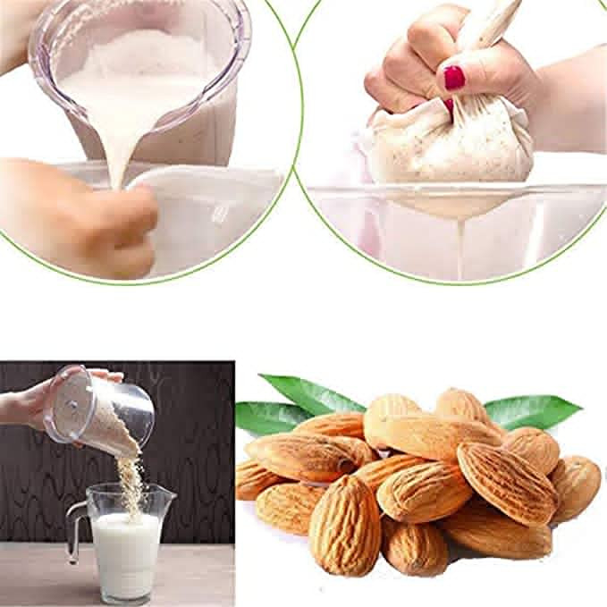 2pcs Pro Quality Nut Milk Bag Reusable Milk Bag & All Purpose Food Strainer Nylon Mesh Bag For Nutmilks And Straining Juices