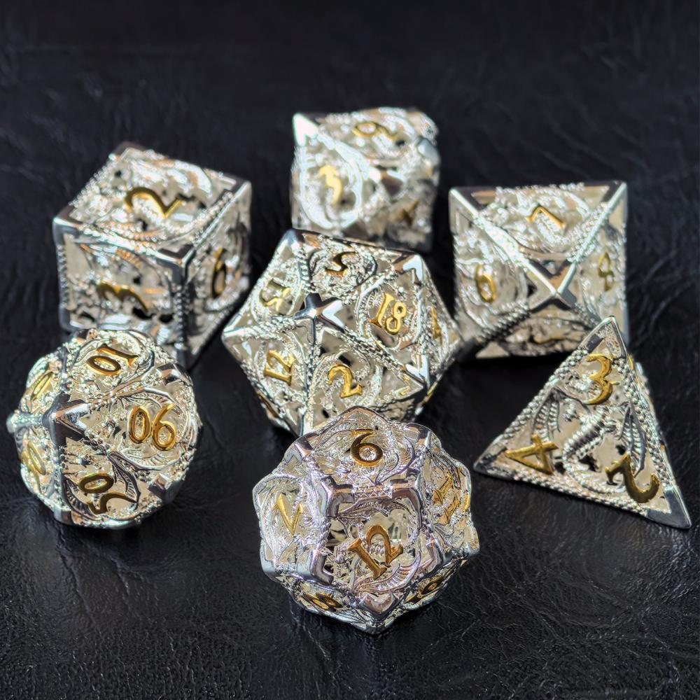 Silver Metal Dice For Role Playing Games