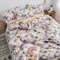 Flower bedding set Green girl boy bed linens leaf duvet cover set flat sheet pillowcase pastoral style bed set home bedclothes