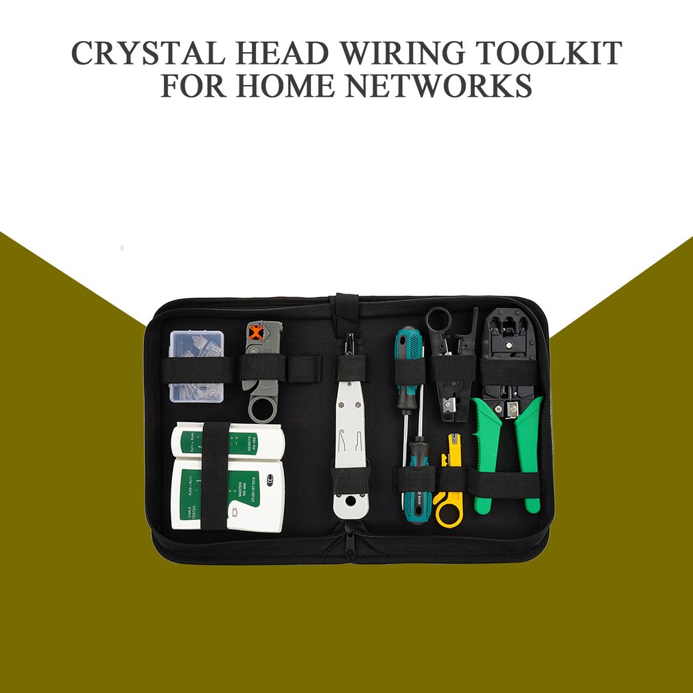 Computer Network Repair Tool Kit LAN Cable Tester Wire Cutter Screwdriver Pliers Crimping Maintenance Tool Set Bag