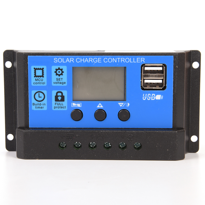 24V 12V Auto Solar Panel Battery Charge Controller 20A PWM LCD Display Solar Collector Regulator with Dual USB Output