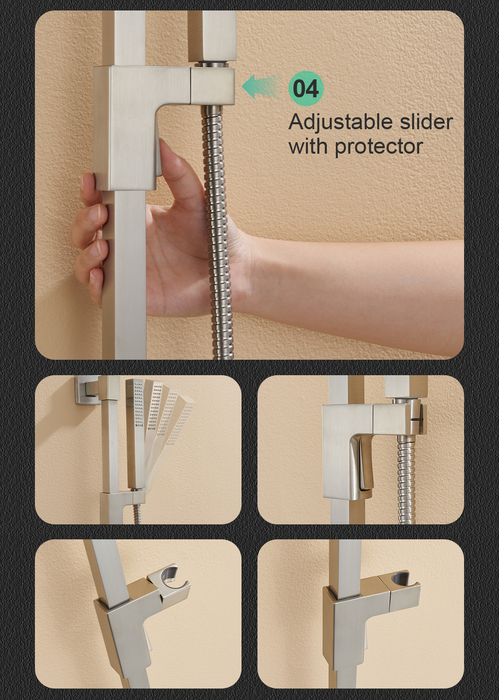Rain Shower System In Brushed Nickel
