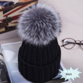 8colors Women Fur Hat Pom Pom Hat Cashmere Wool Pom Bobble Hat Winter Hat