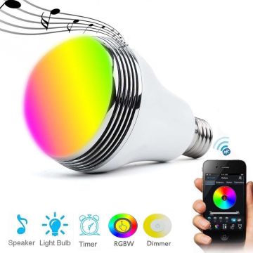 E27 Smart RGB Wireless Bluetooth Speaker Bulb 9W LED Light Music Speaker Timer Player Dimmable Remote Control Music Lamp