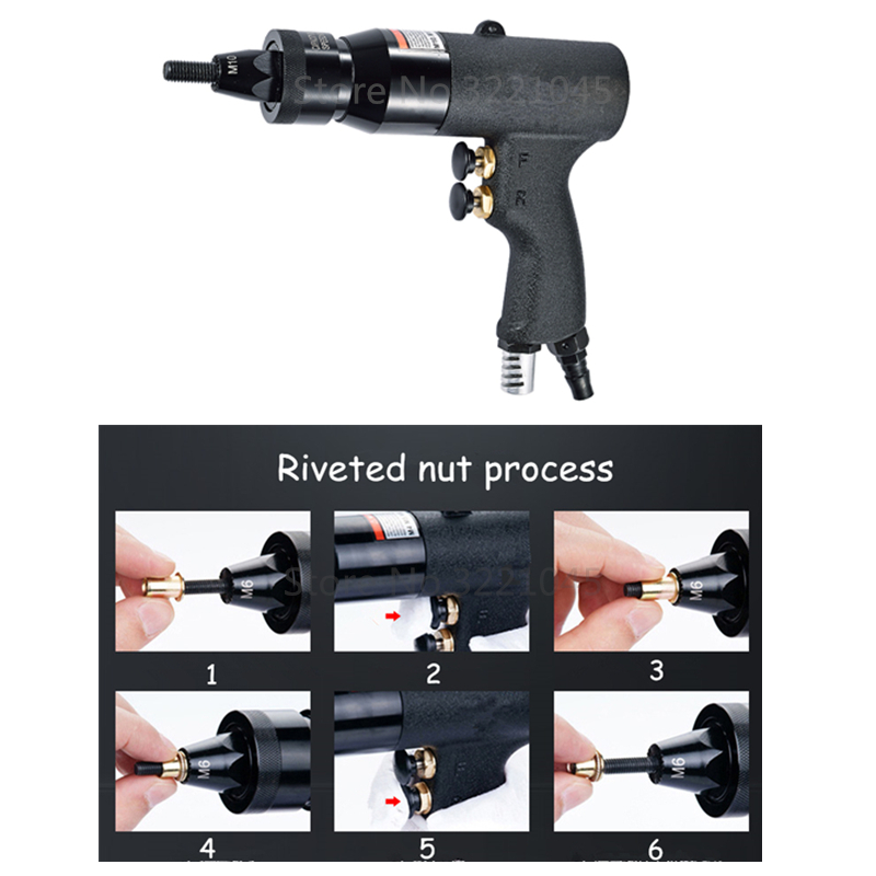 M3/M4/M5/M6/M8/M10/M12 Pneumatic Riveters Nut Gun Pneumatic Riveting Gun Pull Nut Automatic Air Riveter Nut Gun Tool