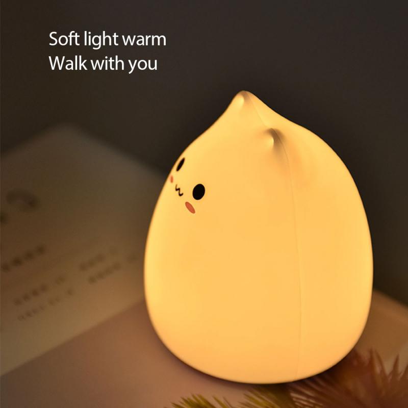 Cute LED Night Light Silicone Touch Sensor 7 Colors Cat Night Lamp Kids Baby Bedroom Desktop Decor Ornaments Battery/USB Charge