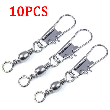 10PCS Swivels Fishing Connector Snap Pin Rolling Fishing Lure Tackles Alloy Fishing Gear Connector Fishing Accessories