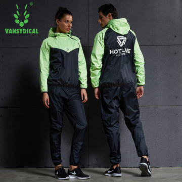 Vansydical Sports Sauna Suit Women Men Gym Clothing Running Set Fitness Workout Jogging Lose Weight Sweating Sportswear Lovers