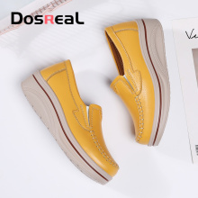 Dosreal New Arrival Women Flats Shoes Leather Platform Flats Ladies Summer Breathable Fashion Loafers Shoe Females Sneakers Shoe