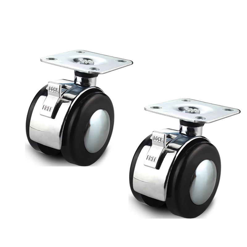 2'' Zinc Alloy Furniture Swivel castor rubber heavy duty caster wheels with Brake for office chair Crib Trolley Cabinet Hardware