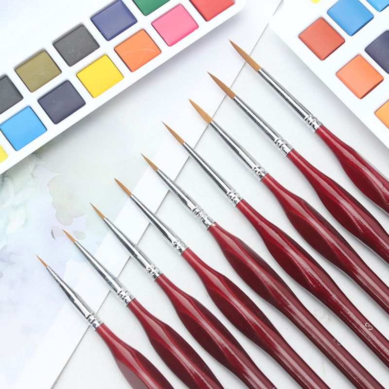 9 Pieces Fine Detail Paint Brush Miniature Painting Brushes Kit Mini Paints Brush Set for Acrylic, Watercolor, Oil, Face, Nail,