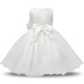 White Lace Flower Girls Dress Children Girls Wedding Evening Formal Long Gown Princess Winter Party Clothing Size 4-10 Years