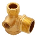 3Port Air Compressor Valve Brass 90Degree Threaded Central Pneumatic Check Valve Replacement Plumbing Hardware Strength Durable