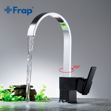 Frap Square Black Chrome Kitchen Mixer Cold and Hot water Kitchen sink Tap Brass Single handle Water Tap Kitchen Faucet Y40067