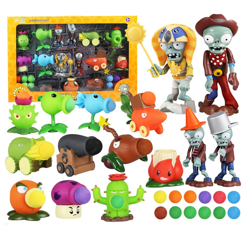 Hand-made Plants Vs. Zombies Ten Piece Set Children's Toys Hard Rubber Zombies Christmas And Birthday Gift Toys Boys Like Toys