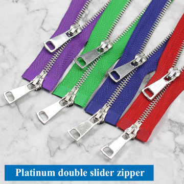 5# 60/70/80/90/100/120/150 cm Double Sliders Auto Lock Metal Zipper