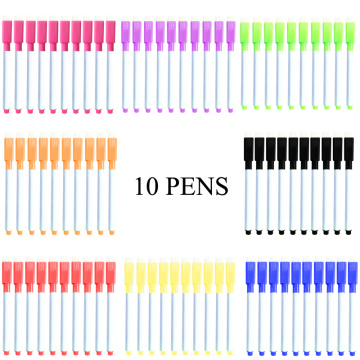 10pcs Whiteboard Marker Pen School White Board Dry-Erase Fine Nib Pen with Eraser Rubber Magnetic Markers Writing Black Blue Red