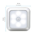 New Battery Powered 6 LED Square Motion Sensor Night Lights PIR Induction Under Cabinet Light Closet Lamp for Stairs Kitchen