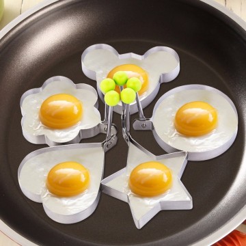 5pcs/set Egg Mold Stainless Steel Omelette Egg Frying Mold Love Flower Star Shape Egg Pancake Ring for Fried Egg Kitchen Tool