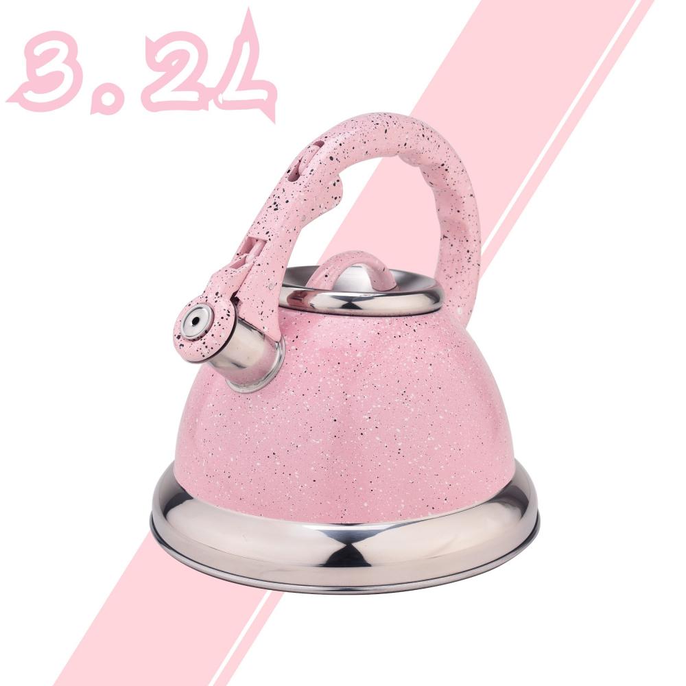 Pink Mirror Stainless Steel Whistling Water Kettle