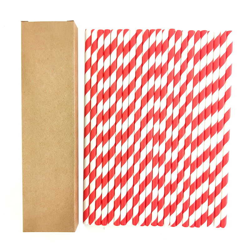 Eco-friendly Paper Drinking Straws Disposable Drinking Straws Single Use Cocktail Foil Stripe Biodegradable Paper Drinking Straw