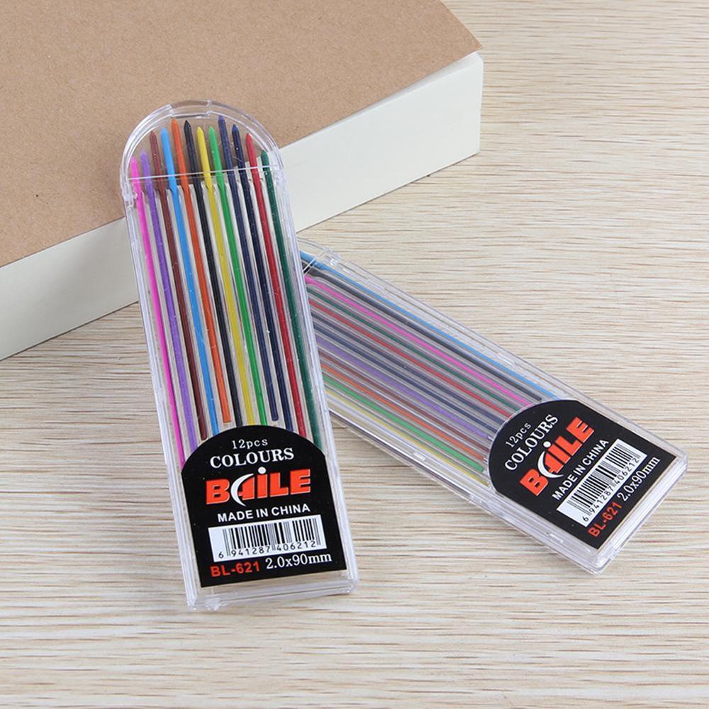1 Box Color Refill Pencil Lead Pencil Lead 2mm Automatic Pencil Lead Writing Lubrication Office Student Supplies Stationery